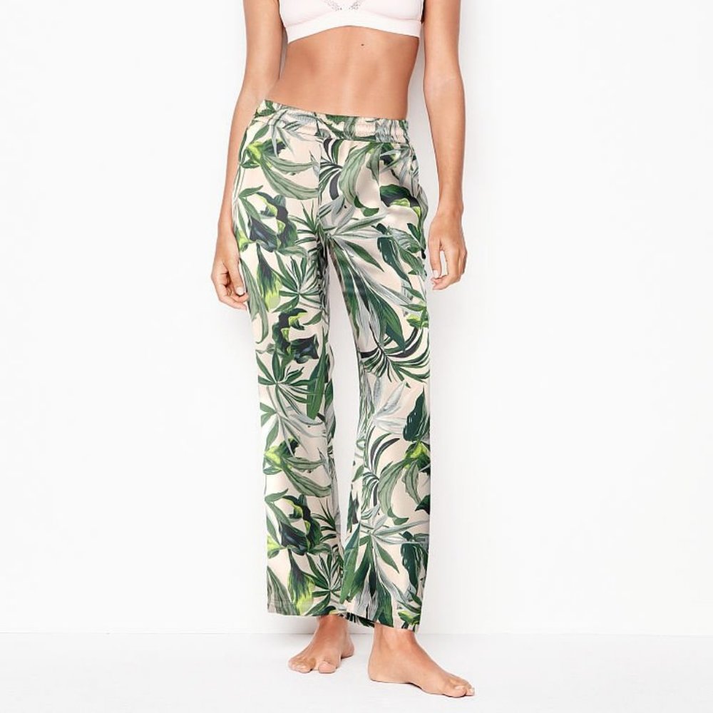 new victoria's secret palm print wide leg pj pants